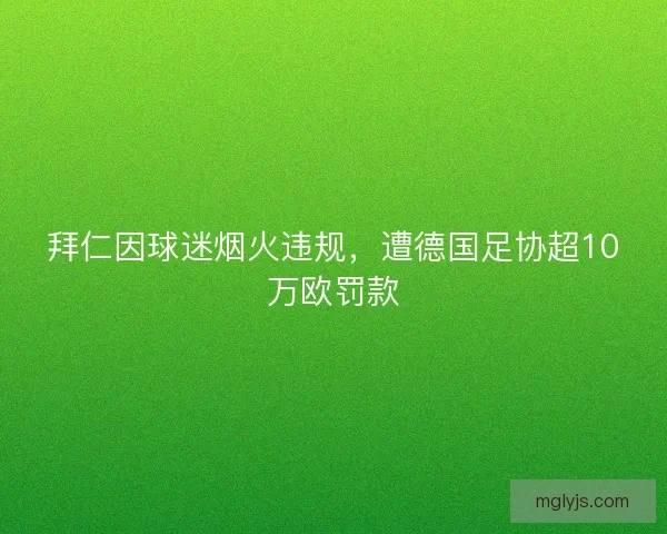 拜仁因球迷烟火违规，遭德国足协超10万欧罚款